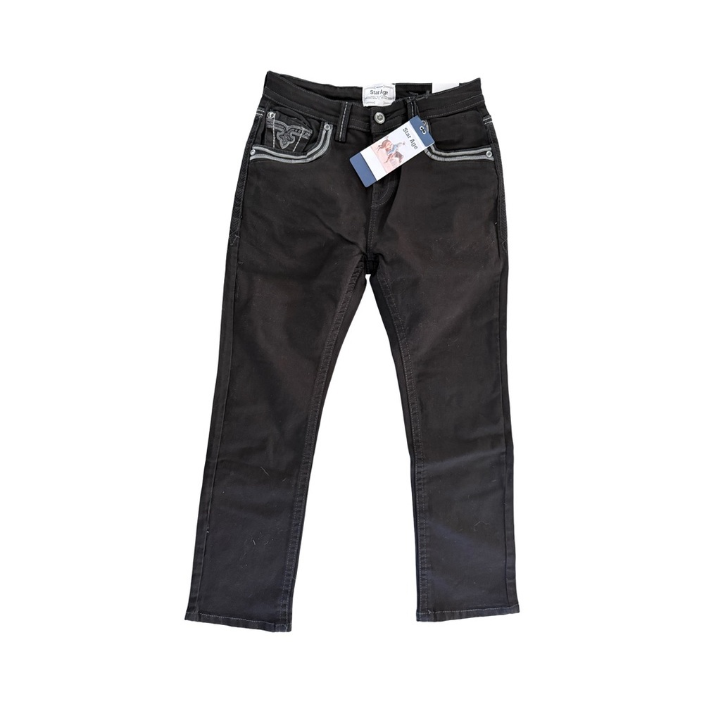 Star Age Men's Original Premium Black Straight Fit Denim Jeans NWT Size 36 x 32